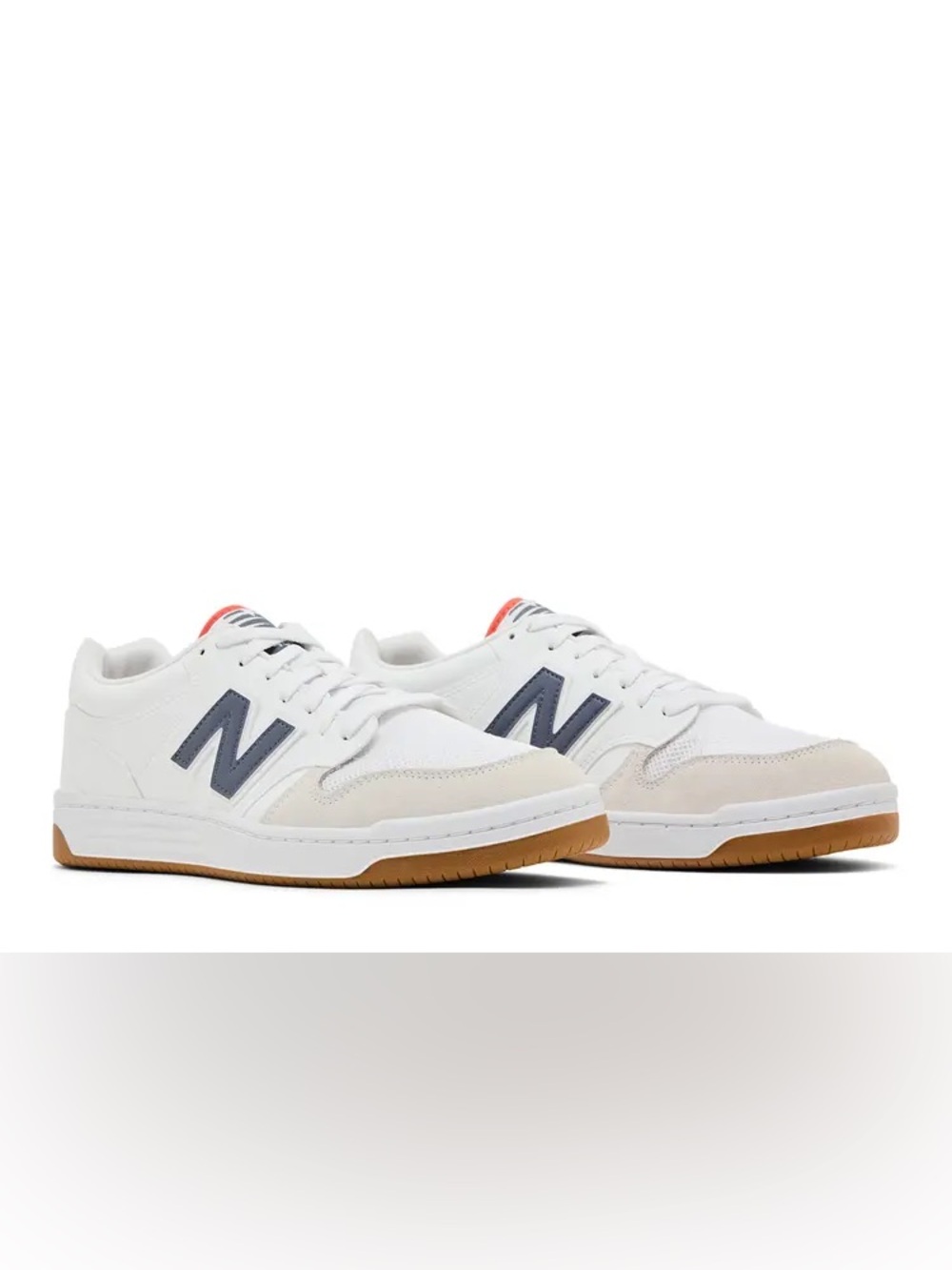 New Balance 480 White Dark Arctic Grey Gulf Red